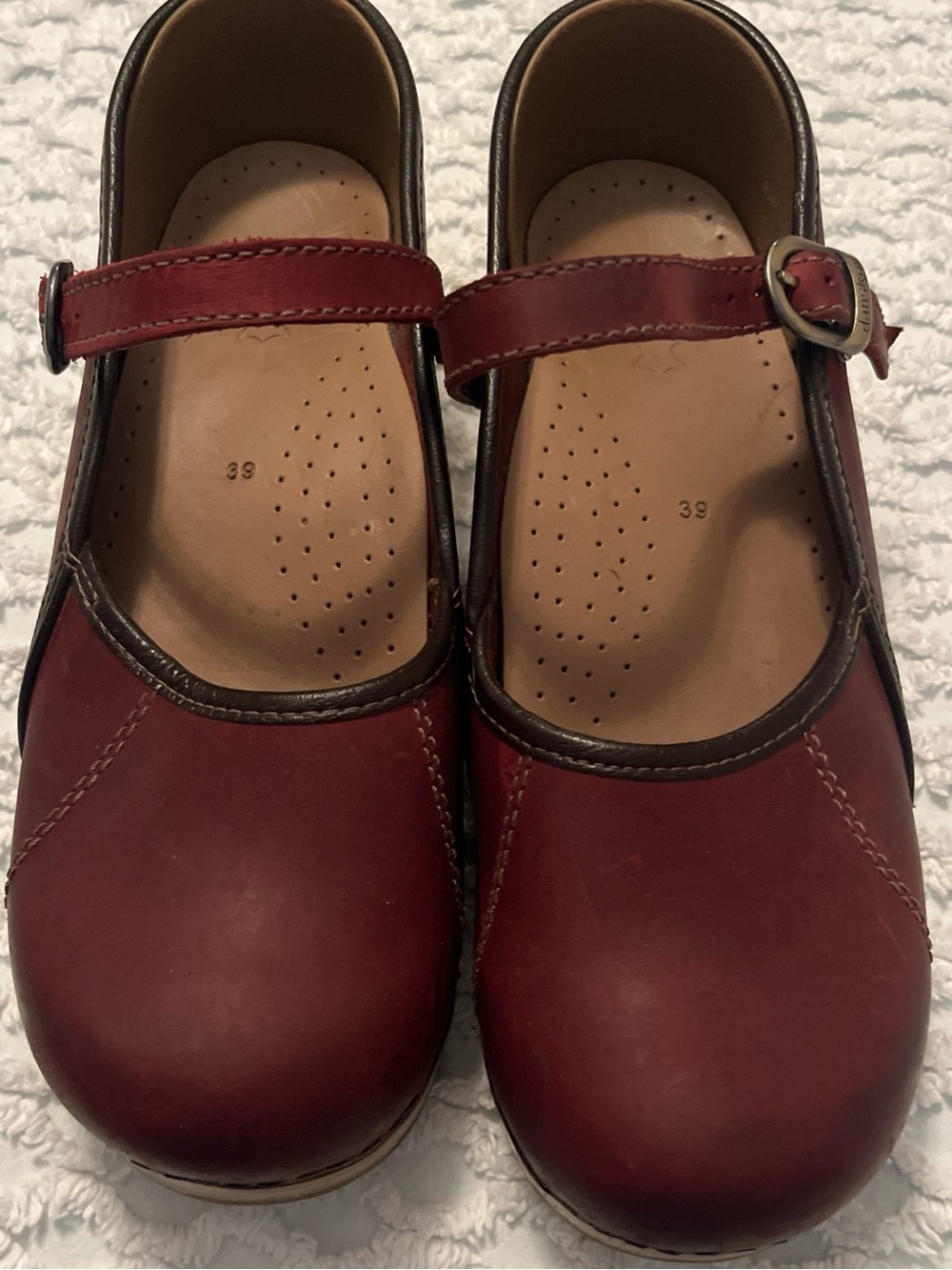 Dansko Girls Burgundy Mary Jane Strap Shoes